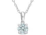 7/10 Carat (ctw) Aquamarine Solitaire Pendant Necklace in Sterling Silver with Chain